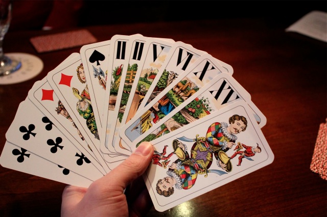 A hand of Tarock cards